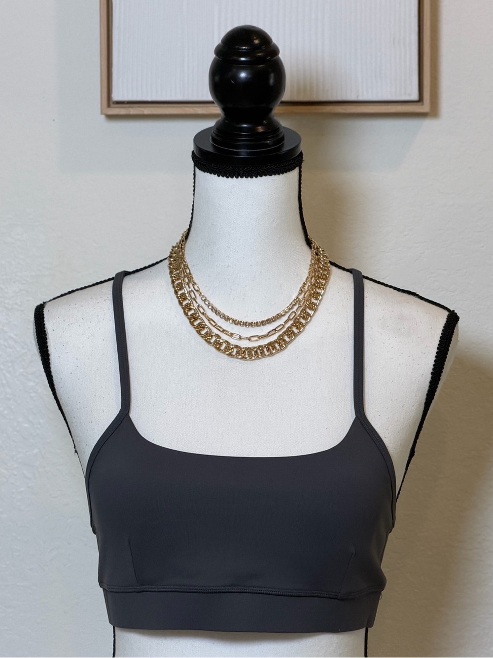 Manduka Grey Spagetti Strap Racer Back Sports Bras in Small and Medium